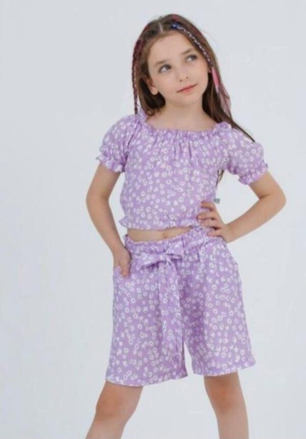 کراپ و شلوارک گل گلی