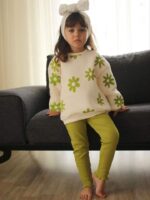 بلوز تو کرک گل سبز و شلوار کبریتی